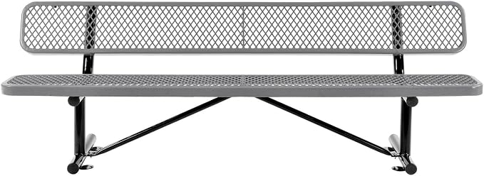 Global Industrial 96" L Expanded Metal Mesh Bench w/Back Rest - Image 4