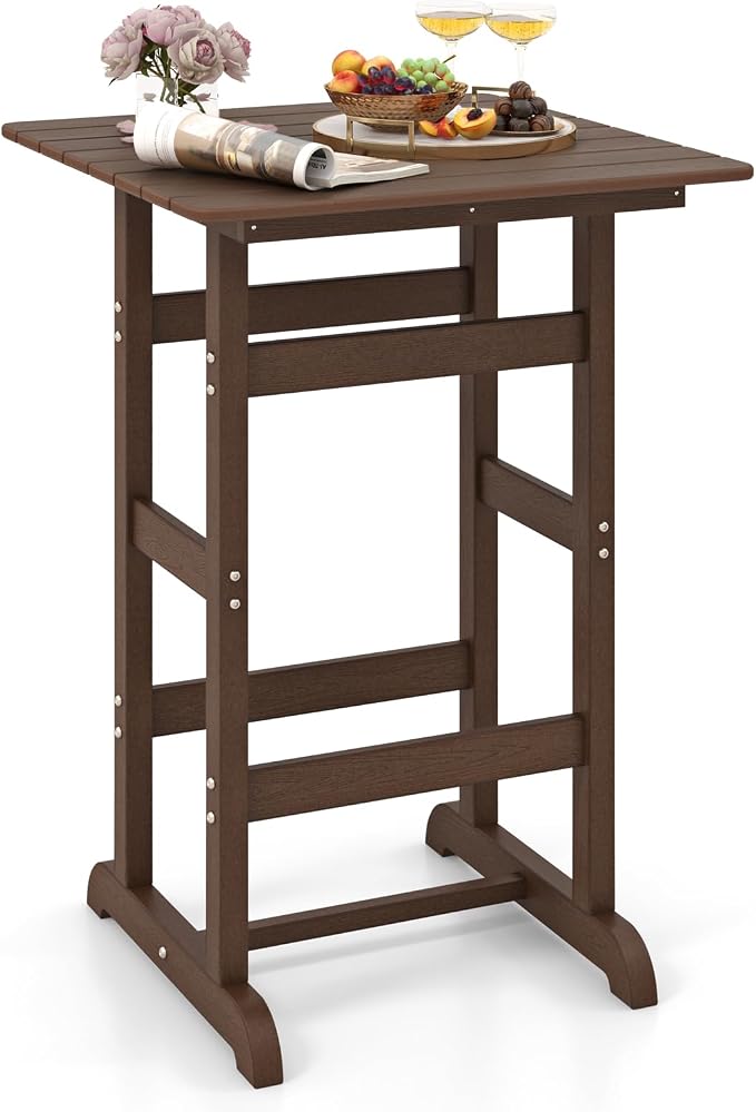 Giantex 42" Height Outdoor Tall Bar Table, HDPE Square Pub Tables by Giantex