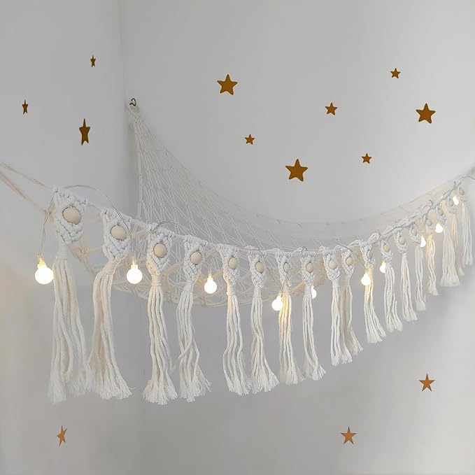 Large Stuffed Animal Net or Hammock, Boho Macrame Toy Hammock - Image 2