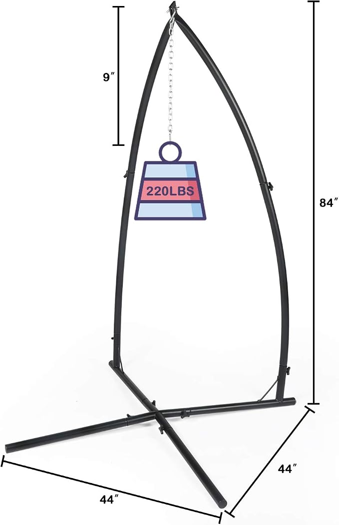 LAZZO C-Type Hammock Chair Stand, Heavy Duty Steel Solid Hammock Rack Stand - Image 2