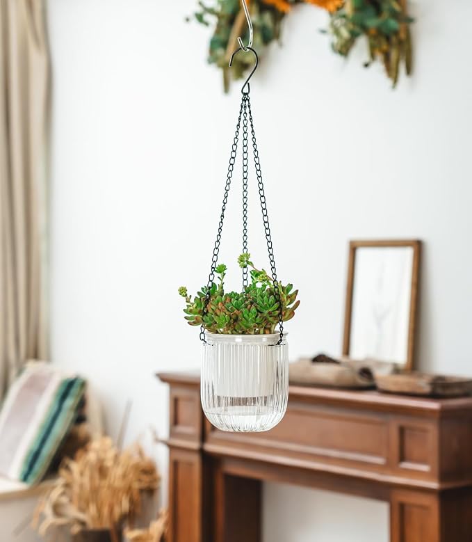 Josteve 4.5 Inch 2 Pcs Self Watering Hanging Planter Indoor Plant Pots Drainage - Image 4