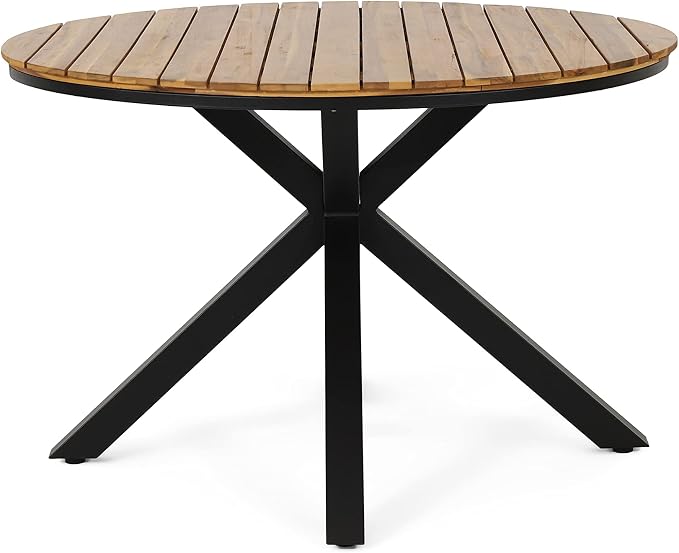 Merax Outdoor Dining Table, Modern Industrial Style Patio Dining Table - Image 3