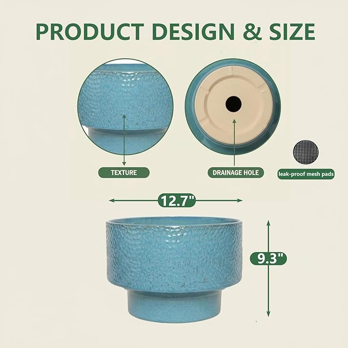 Ceramic Planters 13 Inch, Honeycomb Ceramic Pots - Image 4