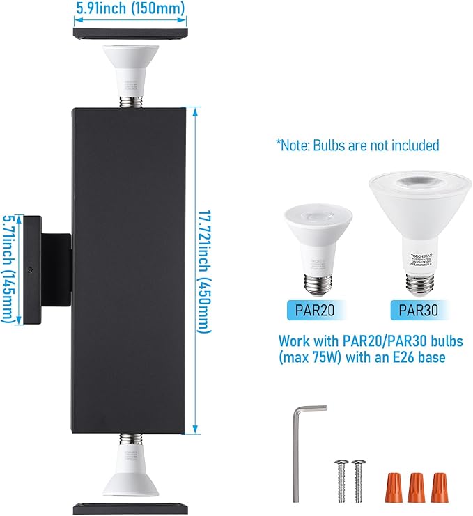 LEONLITE Modern Outdoor Rectangular Wall Lights 18", Porch Light in 2 Lights - Image 6