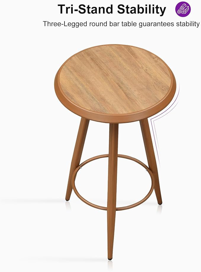 PURPLE LEAF Outdoor Round Bar Table Patio Aluminium Modern Bistro Table - Image 6