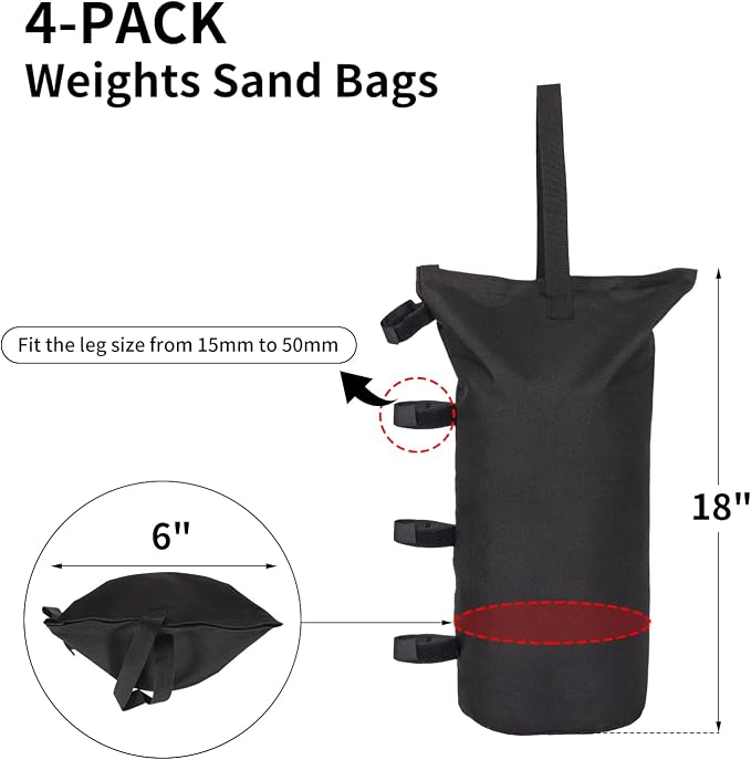 4 Pack Sand Bags for Canopy, Pop up Canopy Tent Weights SandBags for Outdoor Use - Image 5