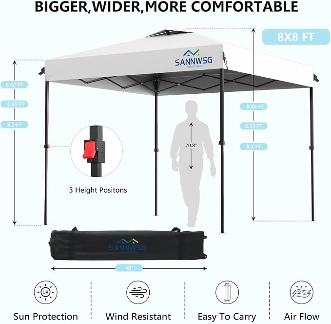 8X8 Pop Up Canopy Tent with 3 Sidewalls, Easy Up Canopy, Commercial Instant - Image 2