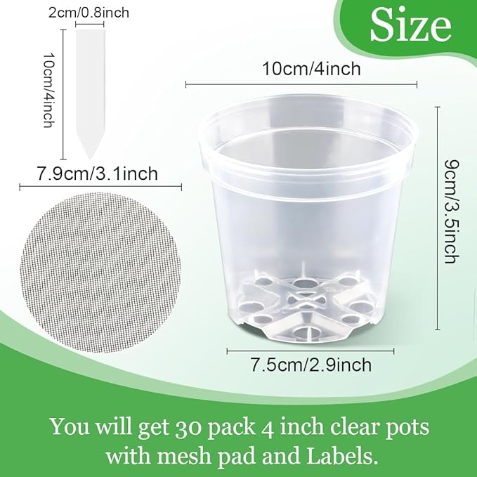 4 Inch Clear Nursery Pots for Plants, Plastic Plant Pot - Image 2