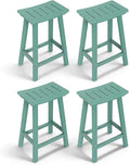 Outdoor Bar Stools Set of 4, 24 Inch All-Weather HDPE Counter Height Chairs by KULAMOONLIFEHOUSE