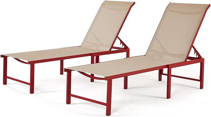 Outdoor Pool Lounge Chairs, Five-Position Recliner Loungers - Image 6