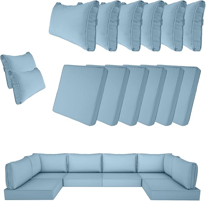 14 Piece Outdoor Patio Cushion Cover Replacement, Waterproof Patio Cushion by SpaceHop