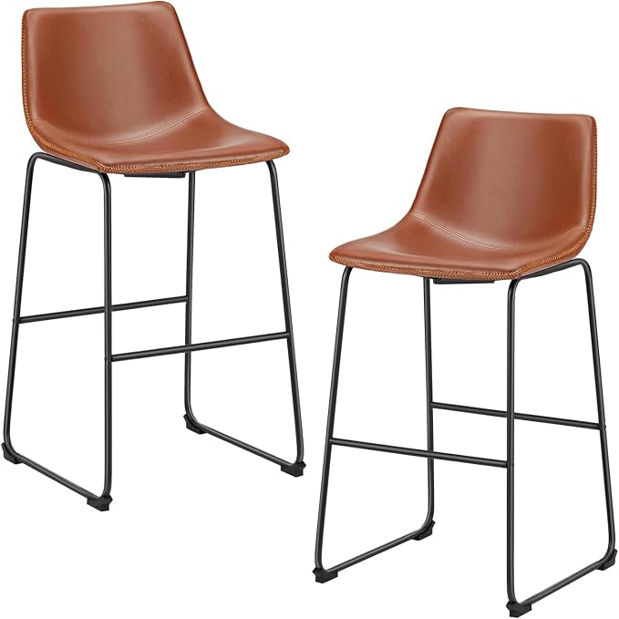 DUMOS 26 Inch Counter Height Bar Stools Set of 2, Modern Faux Leather High by DumosLifestyle