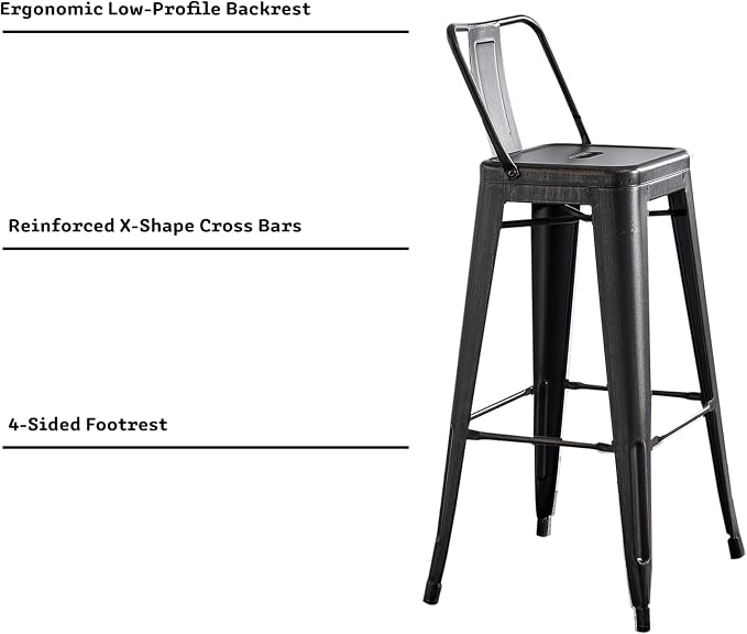 AC Pacific 30” Metal Barstool Set of 2 – Country Rustic Style - Image 5