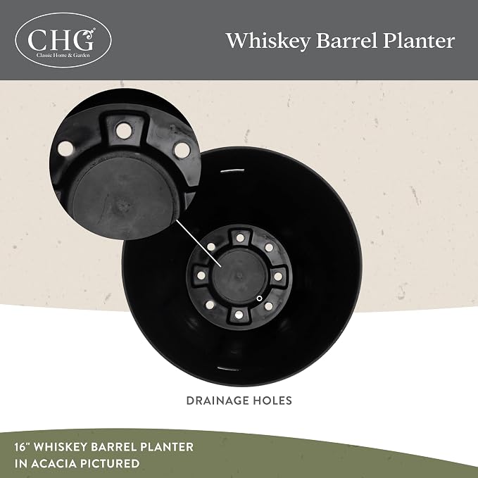 Classic Home and Garden Outdoor Whiskey Resin Flower Pot Barrel Planter - Image 3