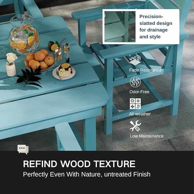 Outdoor HDPE Dining Set 7 Pieces, Patio Table - Image 7
