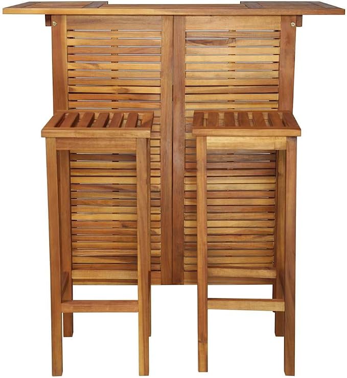 vidaXL Bar Table and Chair Set 3 Piece, Dining Table Set - Image 5