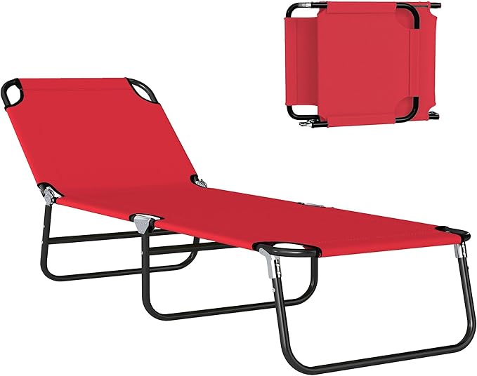 Outsunny Folding Chaise Lounge Pool Chairs, Outdoor Sun Tanning Chairs by Outsunny