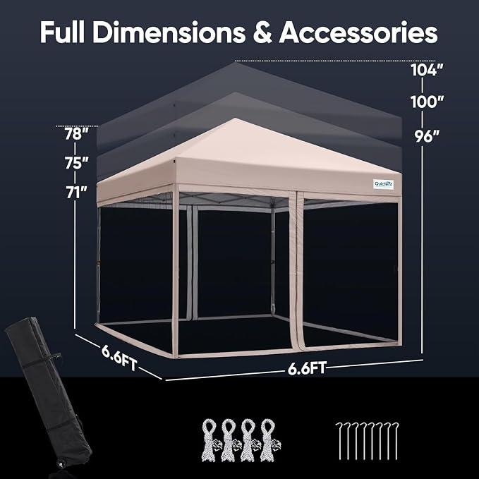 Quictent 6.6'x6.6' Pop up Screened Canopy Tent - Image 4