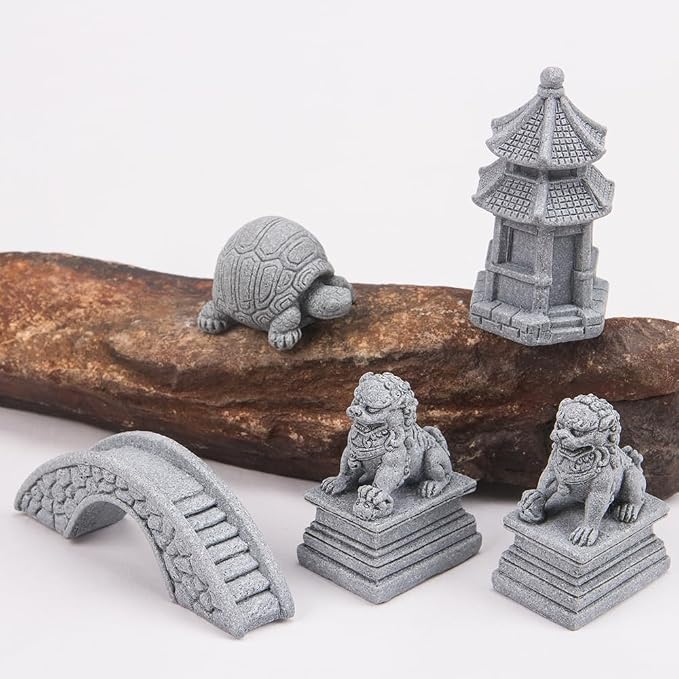 ZORZA 1Set Mini Chinese-Style Sandstone Figurines Enchanting Garden Bridge - Image 5