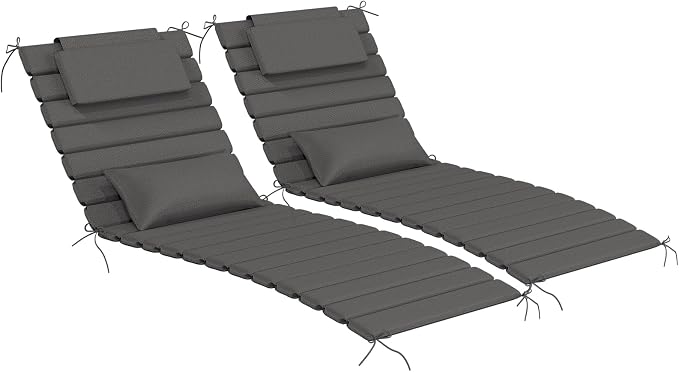 2 Sets of Outdoor Water-Resistant Olefin Chaise Lounge Cushions by Aofeite