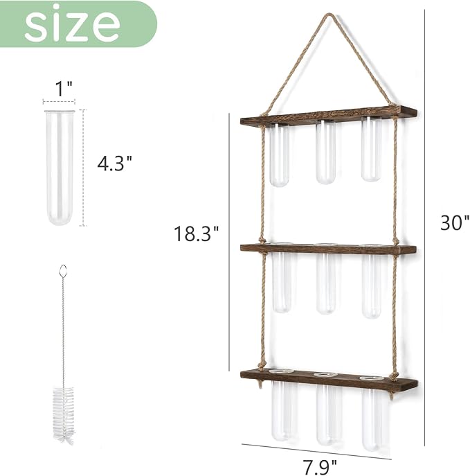 Mkono Plant Propagation Tubes, 3 Tiered Wall Hanging Terrarium - Image 6
