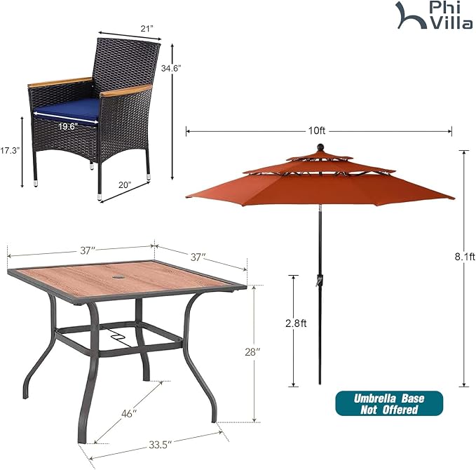 PHI VILLA 5pcs Patio Dining Set - Image 7