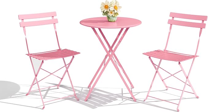 GarveeLife 3-Piece Folding Bistro Set, Foldable Patio Furniture Set by GarveeLife