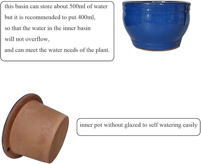 African Violet Pots Self Watering Round Ceramic Violet Pot - Image 3