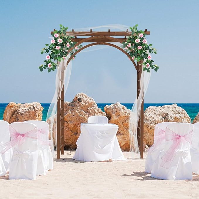 VINGLI 85in Wooden Arbor Garden Arch, Wedding Arch - Image 5
