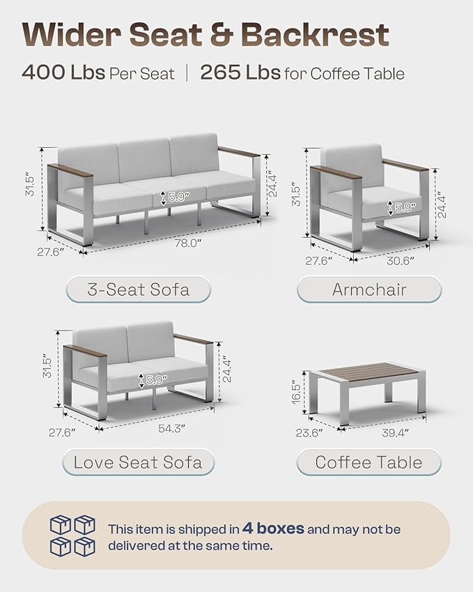 Outdoor Patio Furniture Set, 7 Seats Outdoor Patio Conversation Sets - Image 6