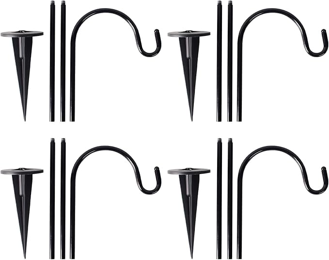 CALIDAKA 4 Pack Multi-Purpose Shepherds Hooks Outdoor Iron Shepherd Hook - Image 3