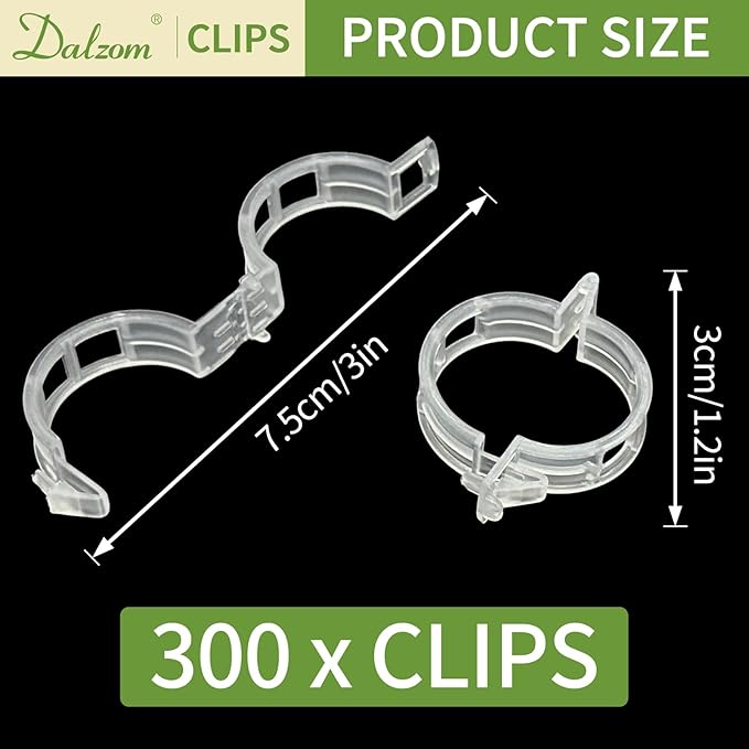 Dalzom® 300Pcs Tomato Clips, Plastic Trellis Clips Plant Support Clips - Image 2