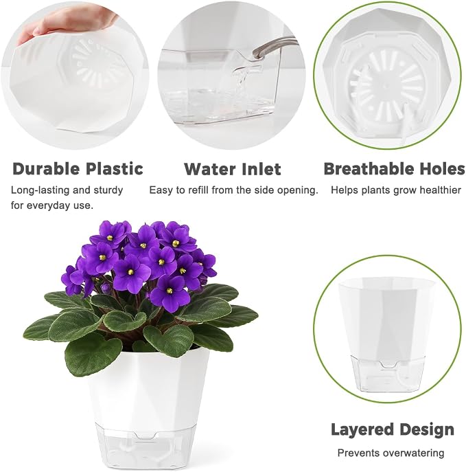 12 Pack Self Watering Plant Pots 6 Inches Self-Watering Planters - Image 4
