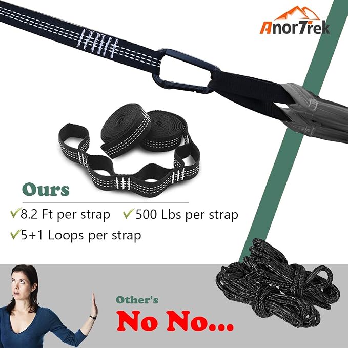 Camping Hammock with Mosquito Net, Double & Single Lightweight Portable - Image 2