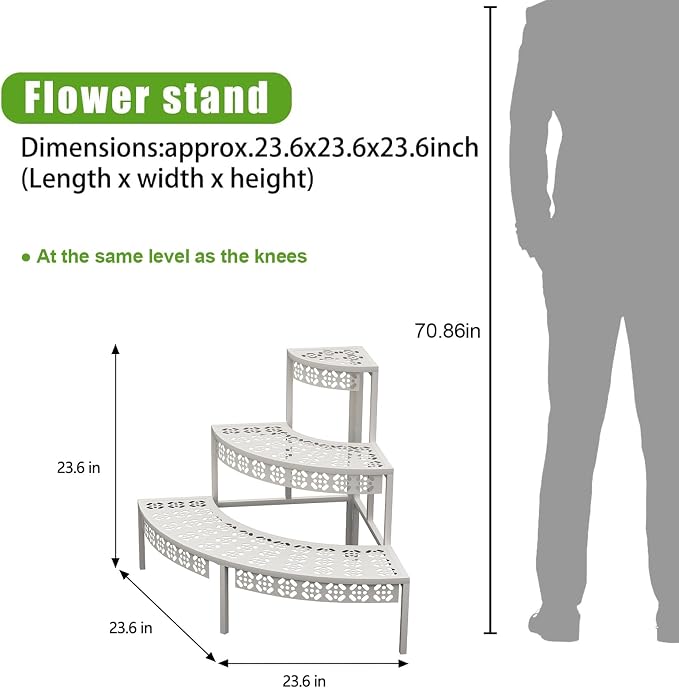 3 Tier Plant Stand Semi-Circular Flower Pot Organizer Rack Quarter Round Plant - Image 2