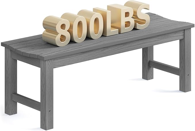 Outdoor Bench, 2-Person Patio Backless Bench Holds up to 800lbs, Weatherproof by LAHAAP