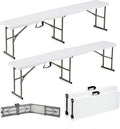 6ft Plastic Folding Bench with Carrying Handle & Lock, Portable Outdoor Bench by Candockway