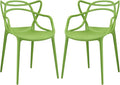 Modway Entangled Modern Molded Plastic Two Dining Armchairs in Green by Modway