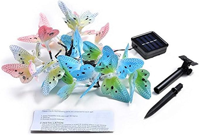 Butterfly Solar String Lights Outdoor, Waterproof 12 LED Solar Fairy Lights - Image 9