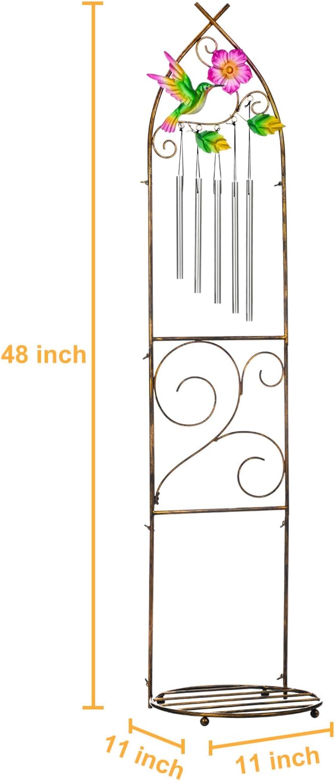 Garden Trellis with Plant Stands, 48” Metal Detachable Hummingbird Plant Pot - Image 3