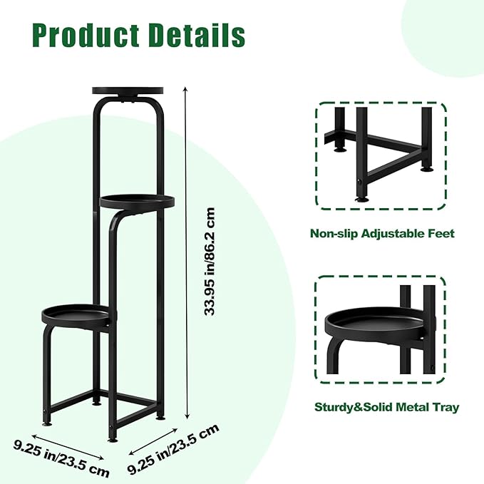 Plant Stand Indoor Outdoor 3 Tier Metal Plant Shelf - Image 4