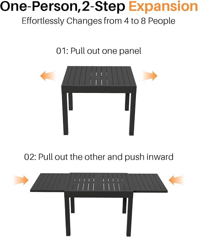 Patio Aluminum Extendable Dining Table, Never-Rust Expandable Outdoor Dining - Image 5