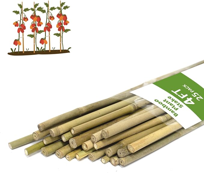Plant Stakes, 4FT Natural Bamboo Garden Stakes, Bamboo Sticks by WDZZHOT