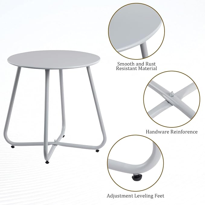 HollyHOME Round Metal Side Table, Rust-Resistant Patio Small Plant Stand - Image 7