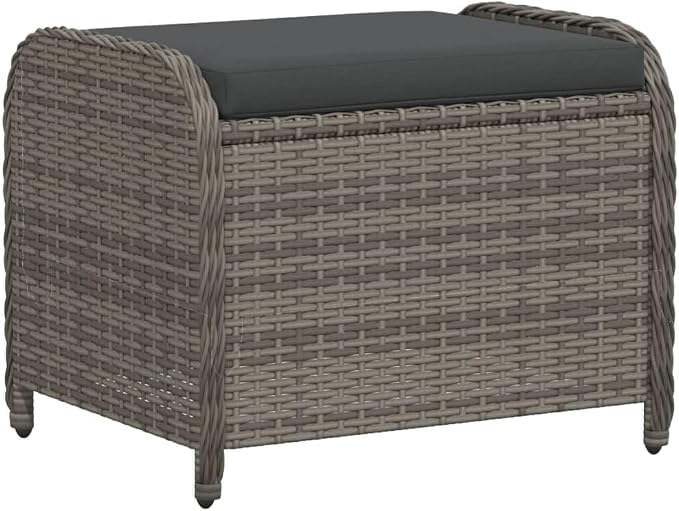 vidaXL Gray Poly Rattan Patio Stool by vidaXL