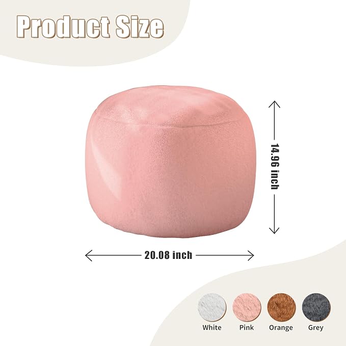 Round Stuffed Pouf Ottoman for Foot Rest, A Round Modern Foam Filled Poufs - Image 2