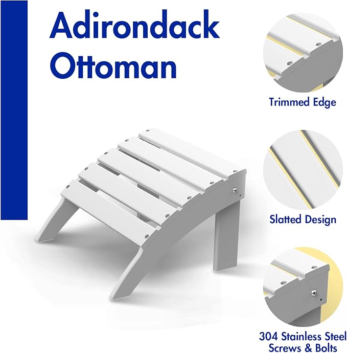 Briopaws Folding Adirondack Ottoman, HDPE Weather Resistant Adirondack Chair - Image 4