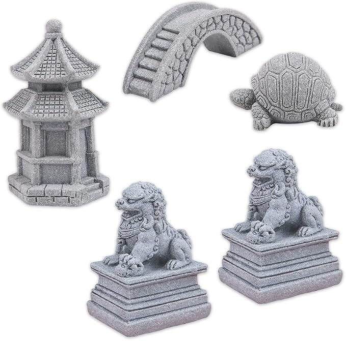 ZORZA 1Set Mini Chinese-Style Sandstone Figurines Enchanting Garden Bridge by Unknown