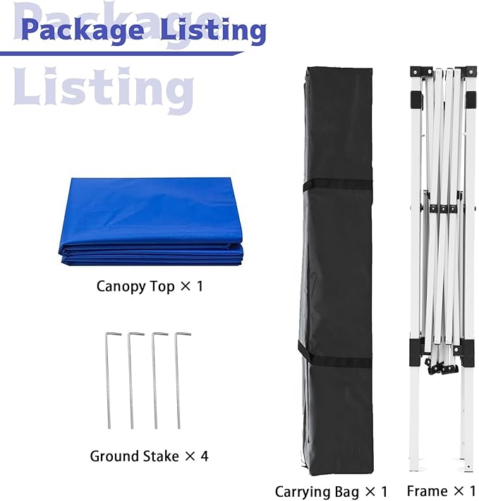 Canopy Tent, 10X10 FT Pop Up Canopy Outdoor Instant Tent Slant Legs - Image 6