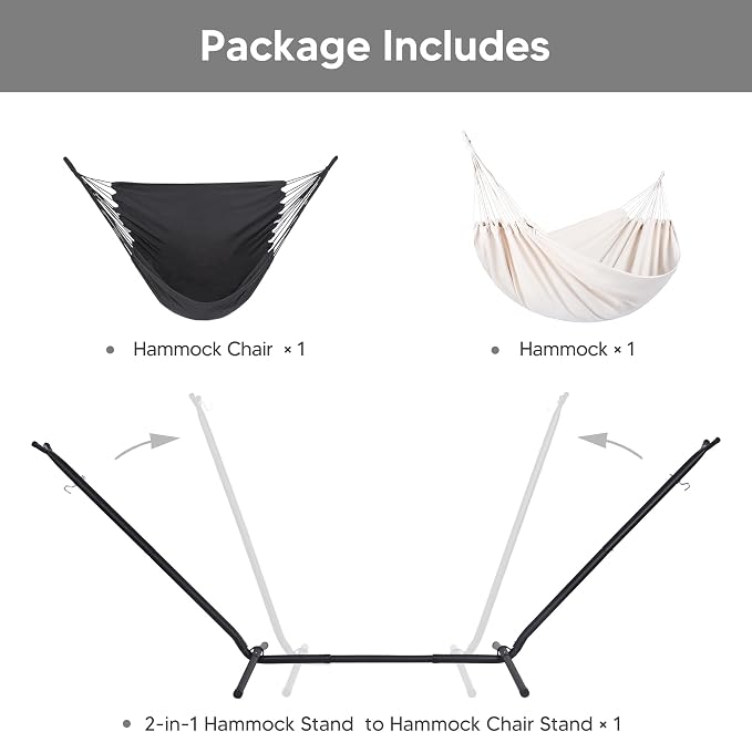 SUNCREAT 2-in-1 Hammocks Convertible Portable Double Hammock - Image 3